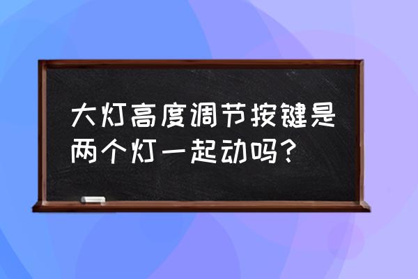 调大灯高度时灯泡会不会动 大灯高度调节按键是两个灯一起动吗? 调大灯高度时灯泡会不会动 大灯高度调节按键是两个灯一起动吗?