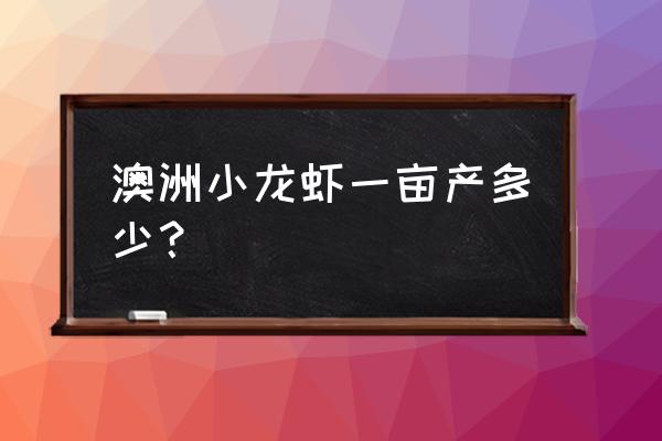贵州哪里有养殖澳洲小龙虾 澳洲小龙虾一亩产多少? 贵州哪里有养殖澳洲小龙虾 澳洲小龙虾一亩产多少?