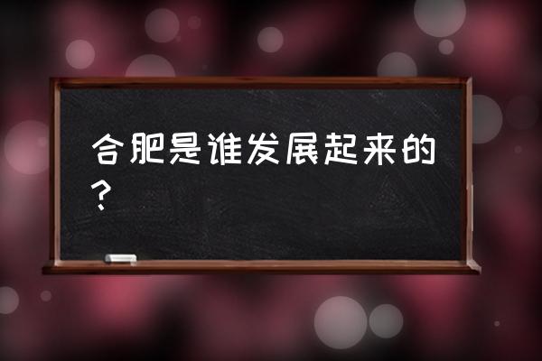 合肥靠什么发展起来的 合肥是谁发展起来的？