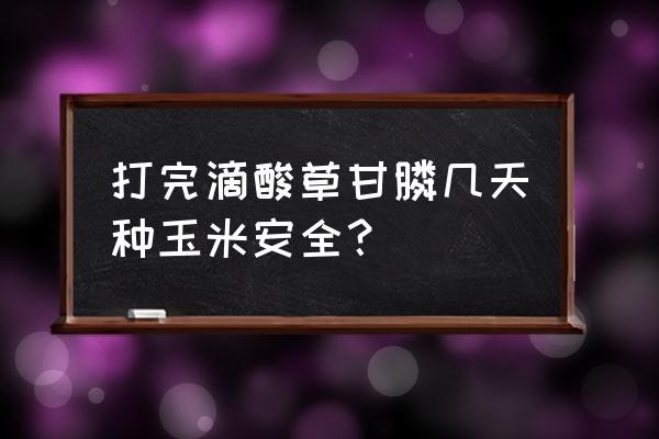 草甘膦打完多久能种 打完滴酸草甘膦几天种玉米安全? 草甘膦打完多久能种 打完滴酸草甘膦几天种玉米安全?
