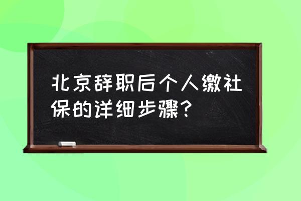 北京的社保怎么交的 北京辞职后个人缴社保的详细步骤？