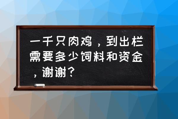 肉鸡养殖方法和饲料配比 一千只肉鸡,到出栏需要多少饲料和资金,谢谢? 肉鸡养殖方法和饲料配比 一千只肉鸡,到出栏需要多少饲料和资金,谢谢?