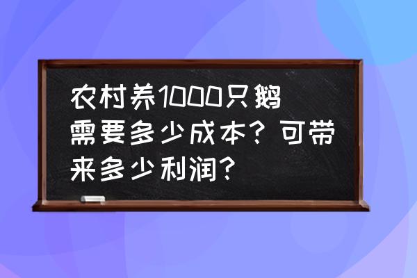 鹅舍建造最佳方案 农村养1000只鹅需要多少成本?可带来多少利润? 鹅舍建造最佳方案 农村养1000只鹅需要多少成本?可带来多少利润?