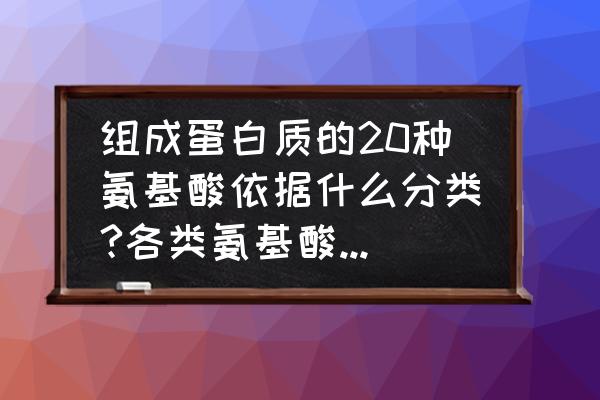 体内20种氨基酸的主要功效 组成蛋白质的20种氨基酸依据什么分类?各类氨基酸的共同特性是什么? 体内20种氨基酸的主要功效 组成蛋白质的20种氨基酸依据什么分类?各类氨基酸的共同特性是什么?