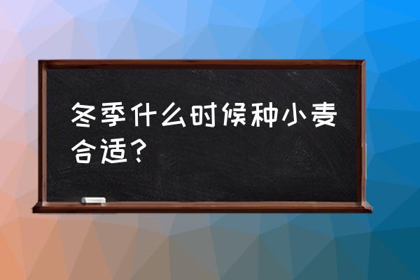 小麦适合什么时节种植最好 冬季什么时候种小麦合适? 小麦适合什么时节种植最好 冬季什么时候种小麦合适?