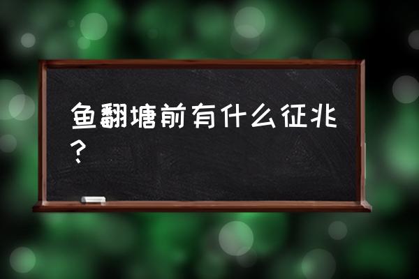 池塘鱼翻塘怎么补救 鱼翻塘前有什么征兆? 池塘鱼翻塘怎么补救 鱼翻塘前有什么征兆?